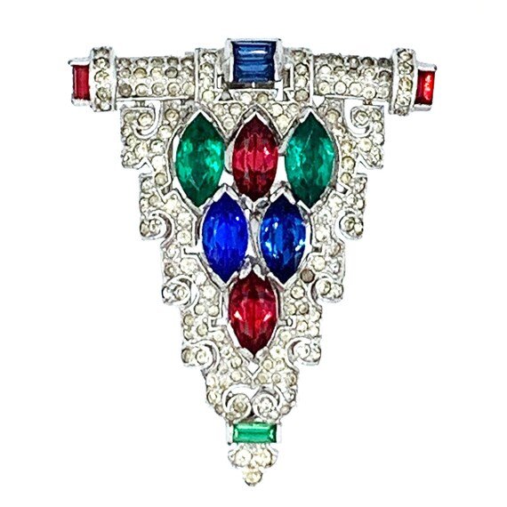 Crown Trifari Art Deco Fan Clips